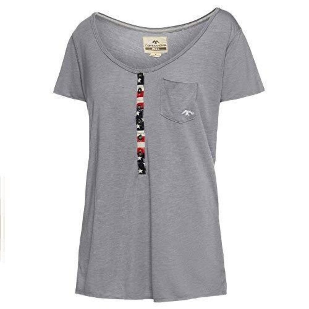 Duck and Buck Commander Caldwell Short Sleeve Henley, Grey, Size L